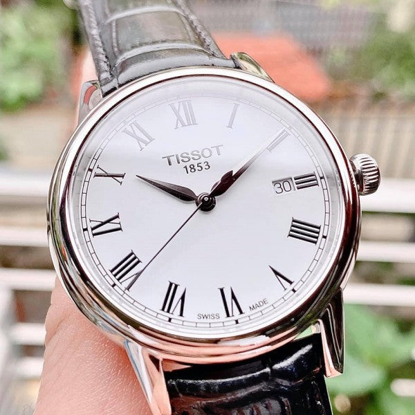 Tissot T Classic Carson White Dial Black Leather Strap Watch for Men - T085.410.16.013.00