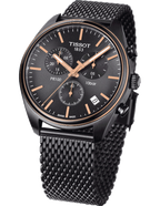 Tissot T Classic PR 100 Chronograph Anthracite Black Dial Black Mesh Bracelet Watch For Men - T101.417.23.061.00