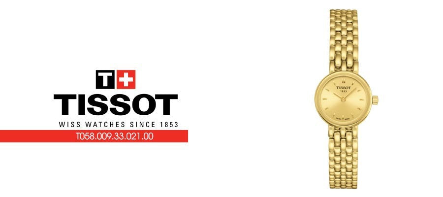 Tissot Lovely Gold Dial Gold Steel Strap Watch For Women - T058.009.33.021.00