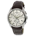 Tissot Couturier Chronograph White Dial Brown Leather Strap Watch For Men - T035.617.16.031.00
