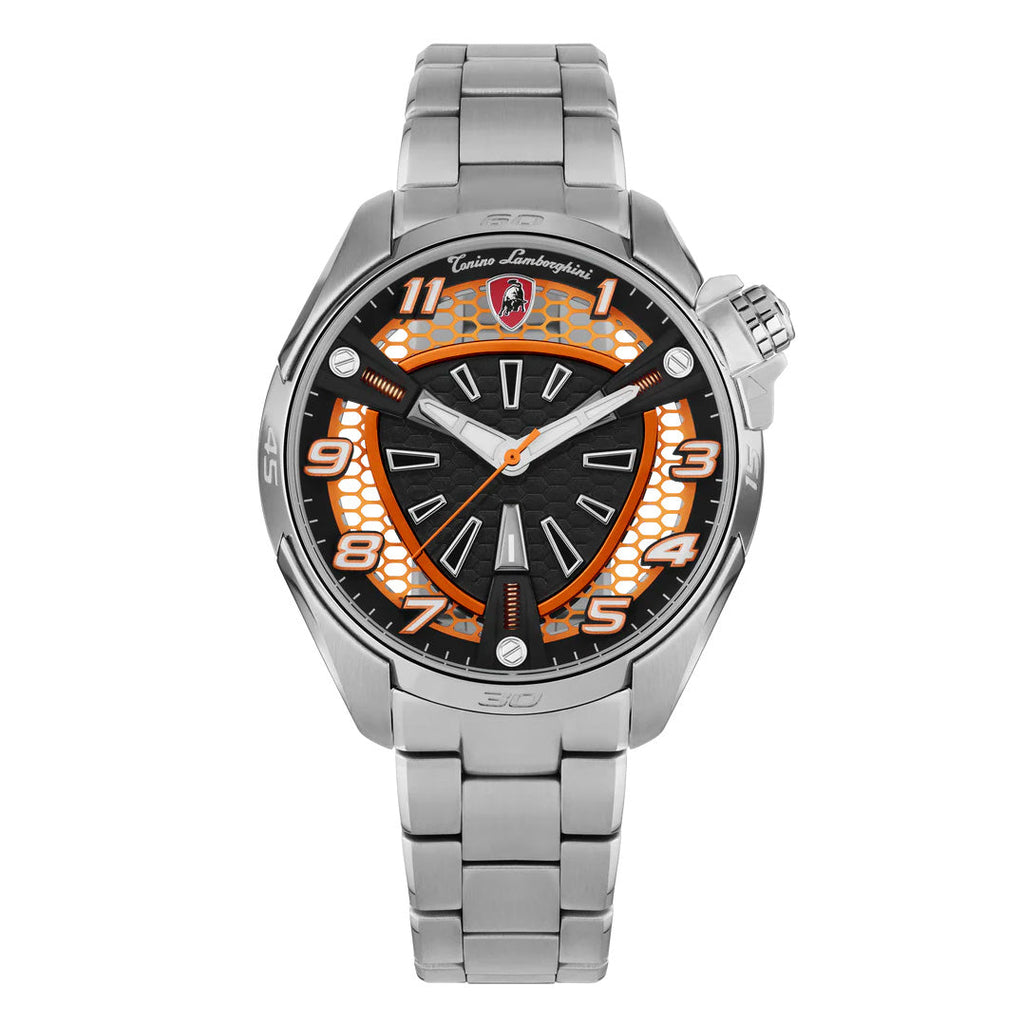 Tonino Lamborghini Shock ABS Men's Silver Orange Watch