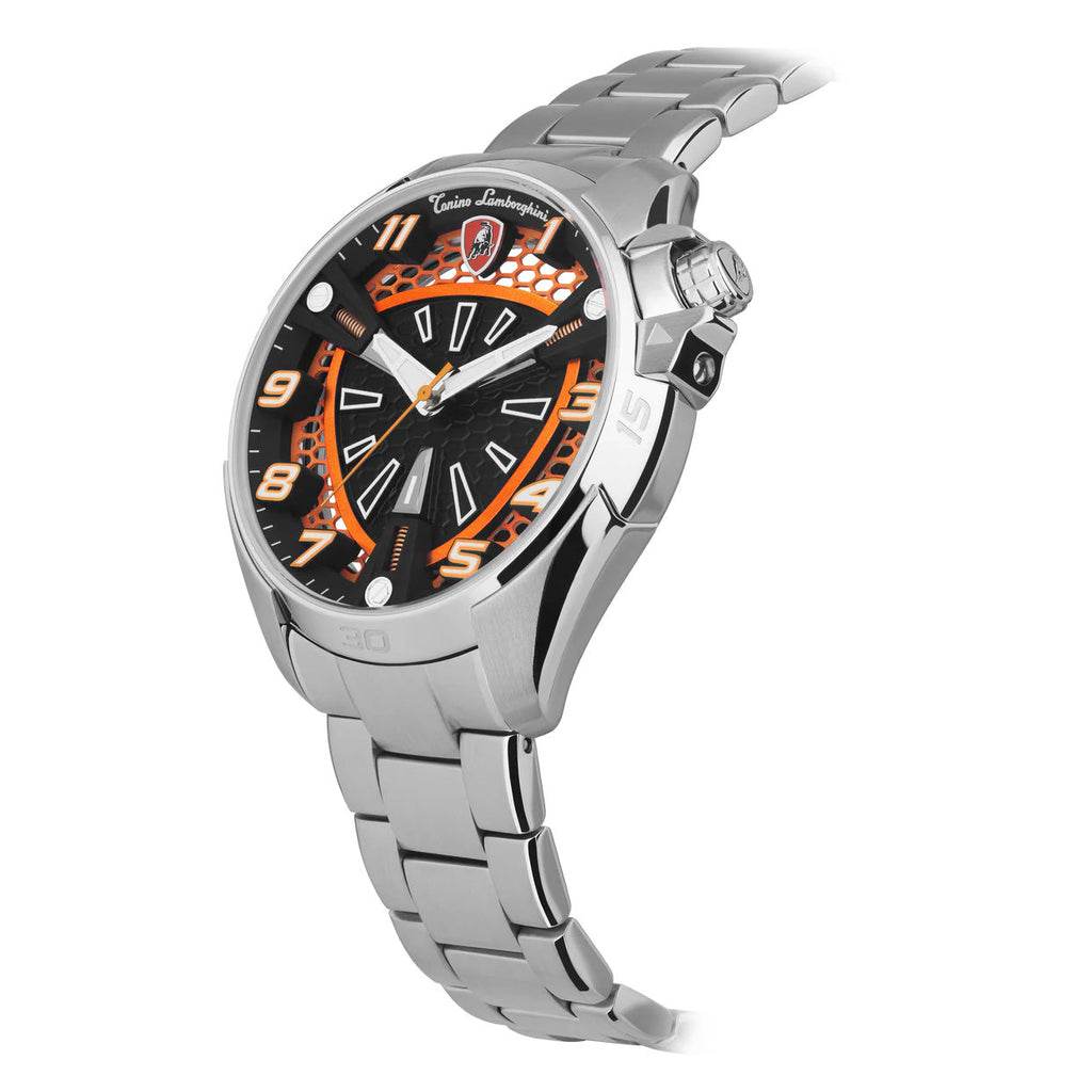 Tonino Lamborghini Shock ABS Men's Silver Orange Watch