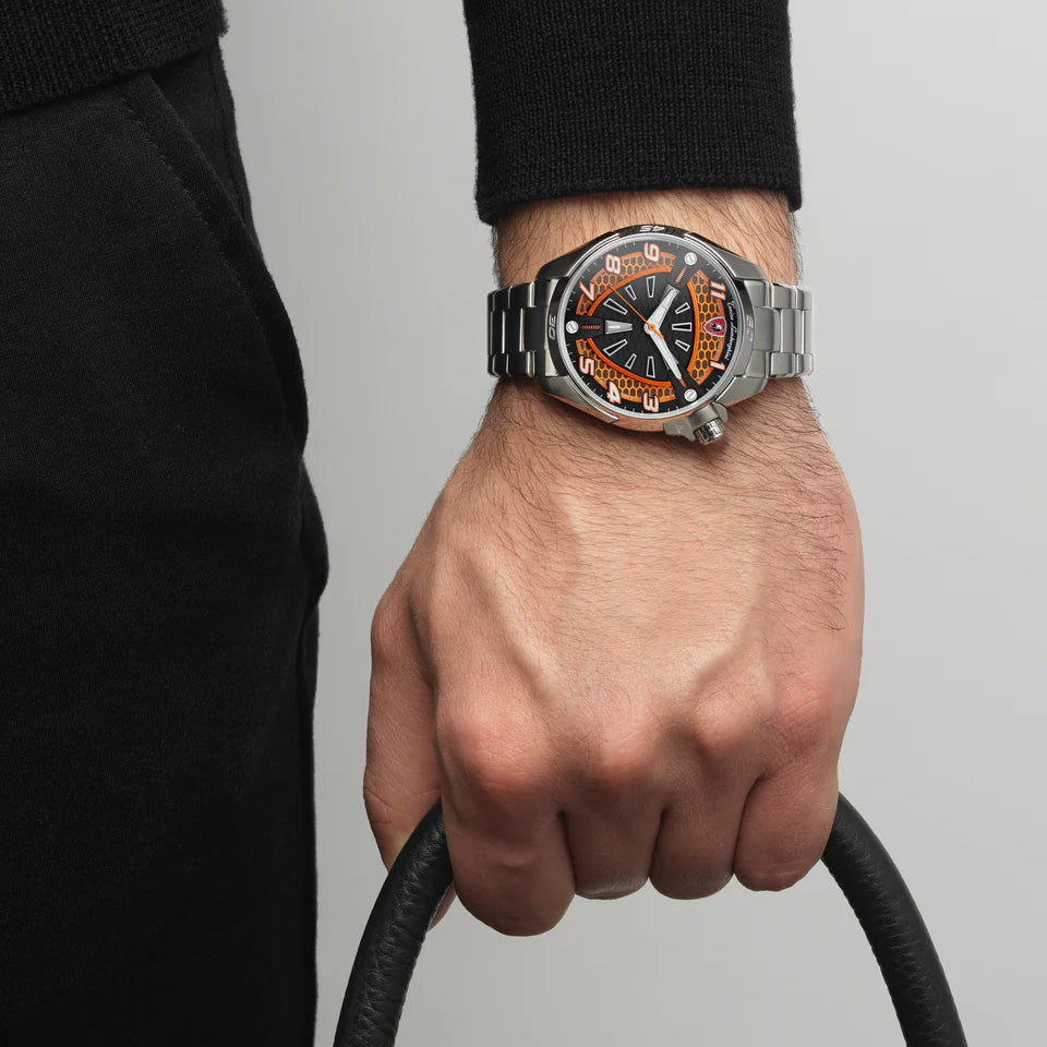Tonino Lamborghini Shock ABS Men's Silver Orange Watch