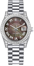 Rolex Datejust 31 Black Mother of Pearl Dial Diamond Watch 178159