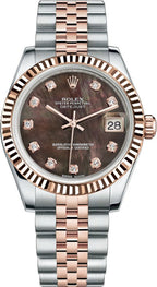 Rolex Datejust 31 Black Mother of Pearl Dial Watch 178271-0032