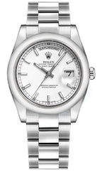 Rolex Day-Date 36 White Dial Oyster Bracelet Gold Watch 118209