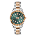 Versace Men's Watch Hellenyium GMT Green Two-Tone Rose Gold Bracelet
