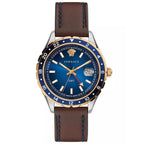 Versace Men's Watch Hellenyium GMT Blue Leather