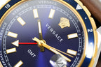 Versace Men's Watch Hellenyium GMT Blue Leather