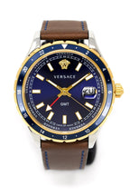 Versace Men's Watch Hellenyium GMT Blue Leather