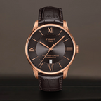 Tissot Chemin des Tourelles Powermatic 80 Brown Dial Brown Leather Strap Watch for Men - T099.407.36.448.00