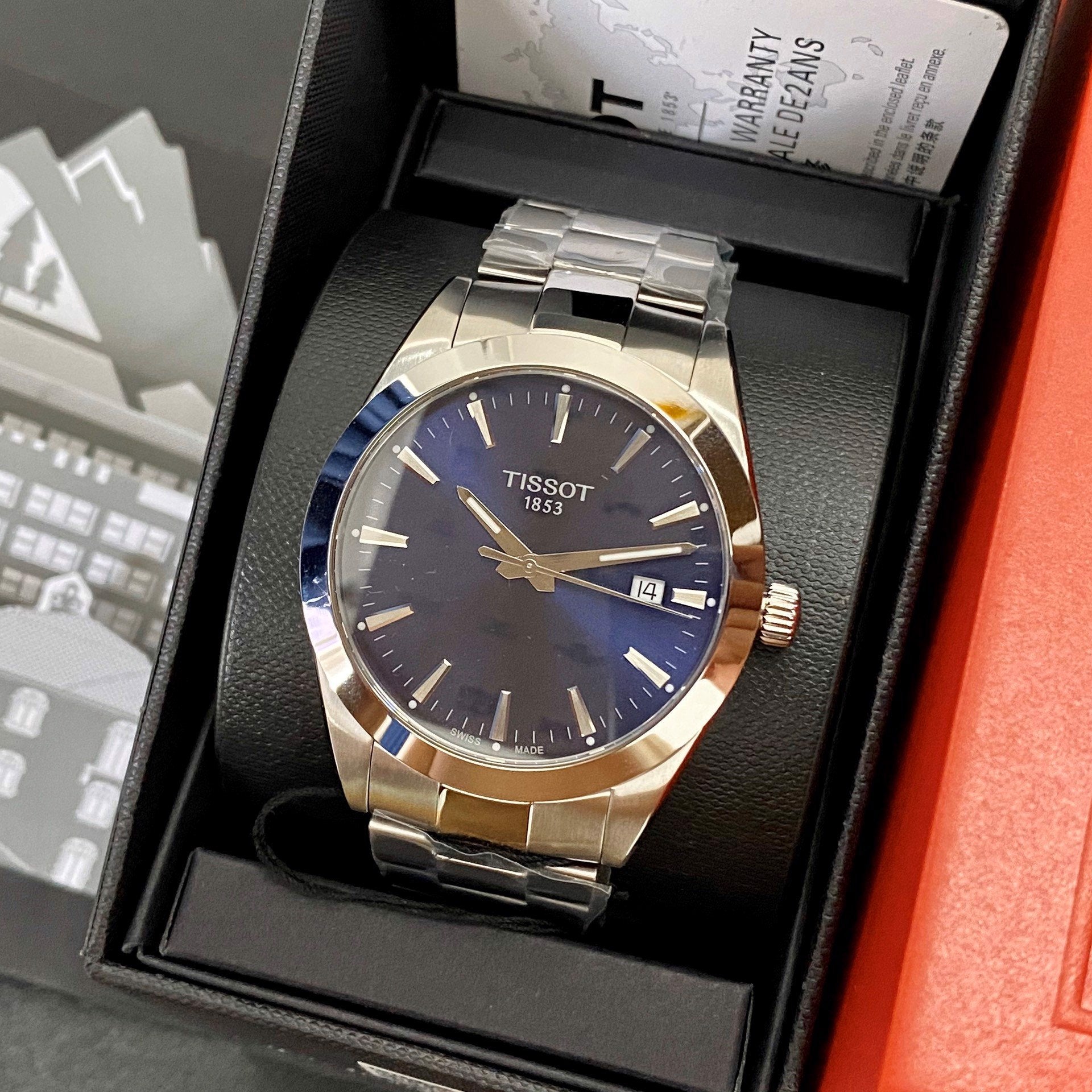 Tissot Gentleman Blue Dial Silver Steel Strap Watch For Men - T127.410.11.041.00
