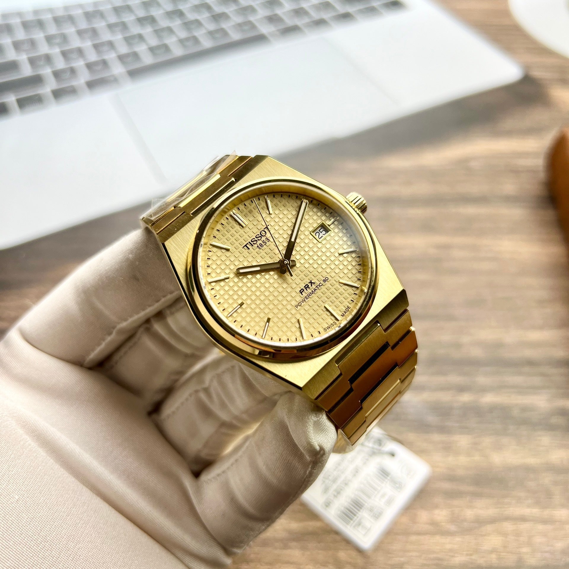 Tissot PRX Powermatic 80 Gold Dial Gold Steel Strap Watch for Men - T137.407.33.021.00