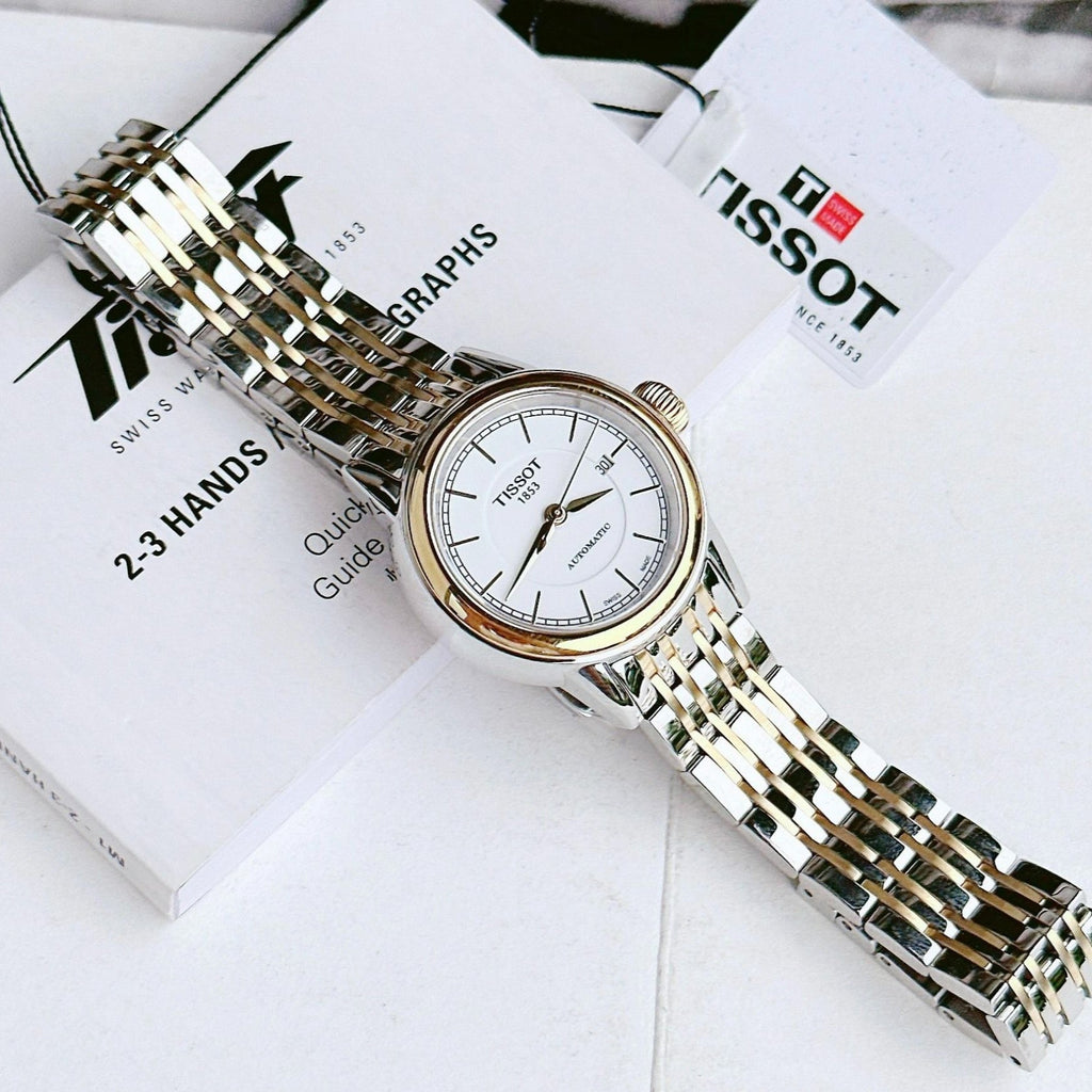 Tissot Carson Automatic Silver Dial Two Tone Steel Strap Watch For Women - T085.207.22.011.00