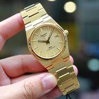 Tissot PRX Powermatic 80 Gold Dial Gold Steel Strap Watch for Men - T137.407.33.021.00