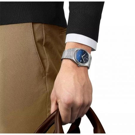 Tissot Powermatic 80 Automatic Gradient Blue Dial Silver Steel Strap Watch for Men - T137.407.11.051.01